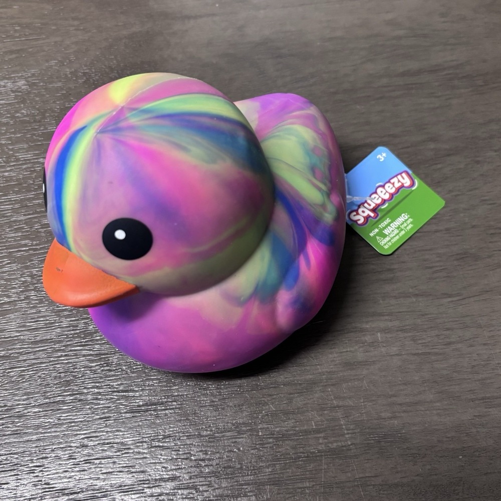 Sunny Days Squeezy Rubber Squishy Rainbow Tie Dye Duck